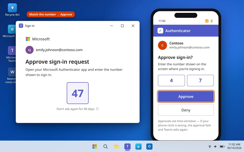 Microsoft Authenticator approve sign-in prompt on a phone with number matching