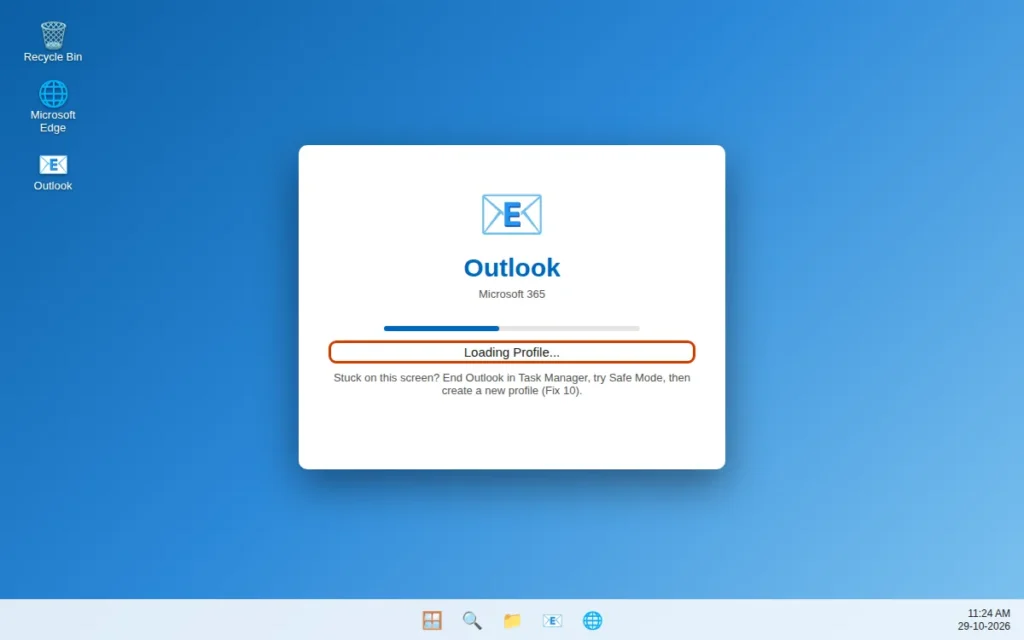 Outlook stuck on Loading Profile screen in Windows 11