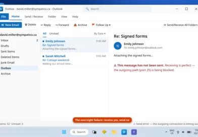 Classic Outlook with messages stuck in the Outbox of a sympatico.ca account that had sent reliably for years