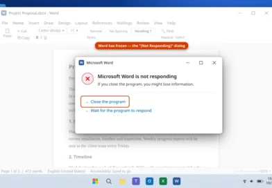 Microsoft Word is not responding dialog on Windows 11 with Close the program and Wait options